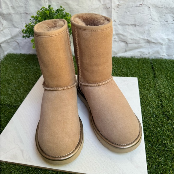 UGG Classic Short Shine Boots Beachwood Twinface Sheepskin
Water-resistant Sz 5 - Picture 5 of 14